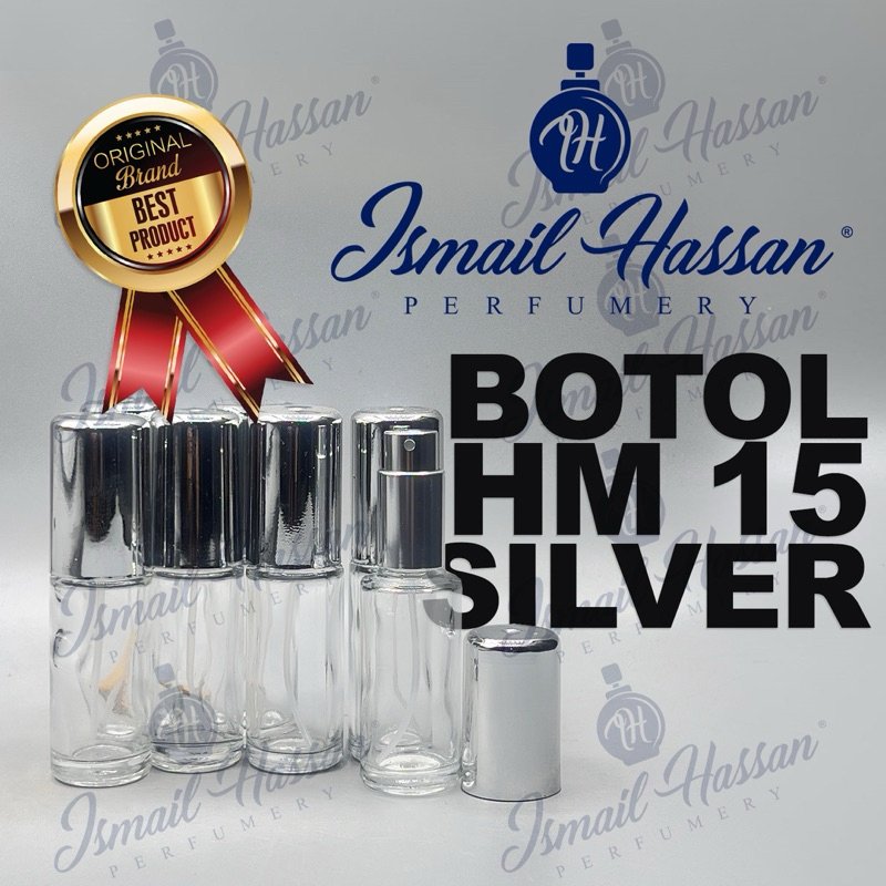 Botol Spray HM 15ml Kaca Polos Silver